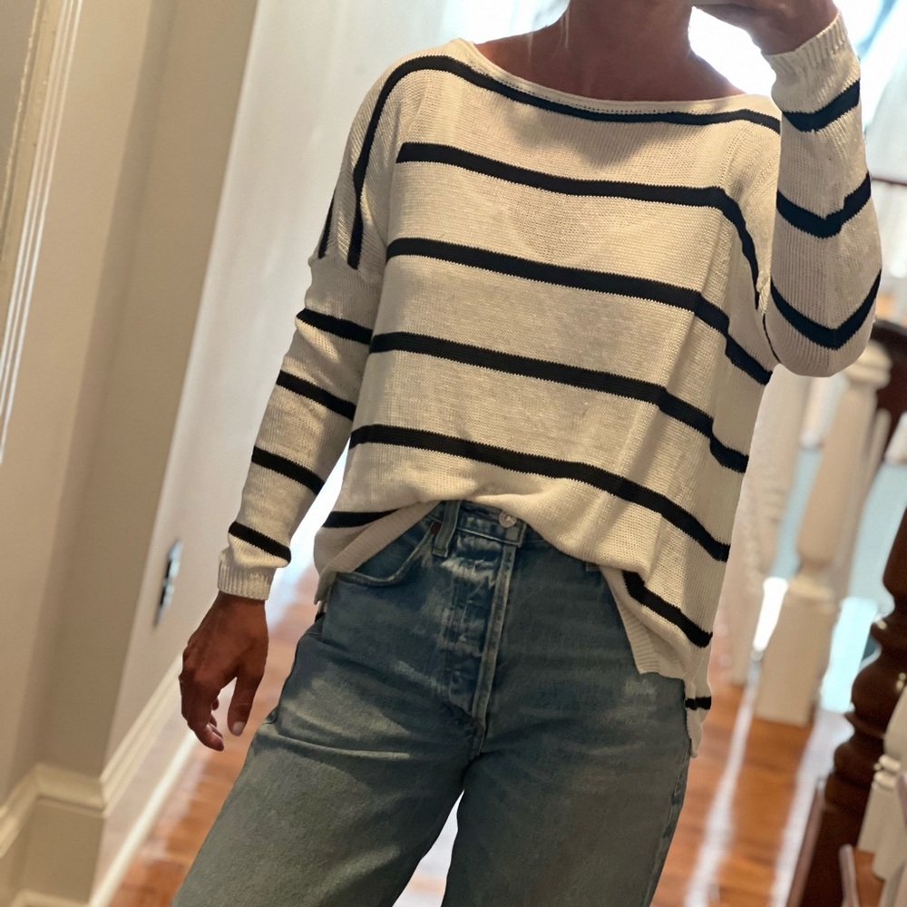 Acrobat White and Blue Striped Sweater